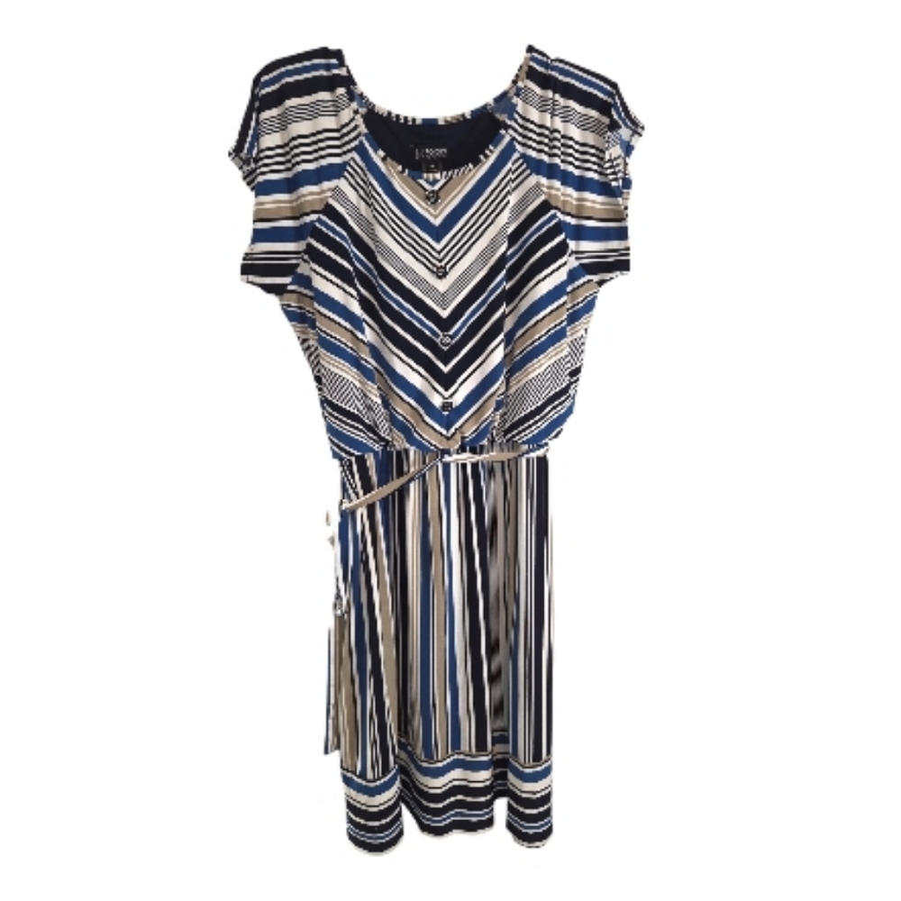 Enfocus Stdio Striped Stretch Tie Waist Dress